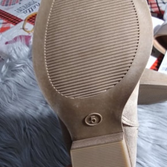 Womens Auburn Faux Leather Open Toe Stacked Heel - Picture 3 of 6